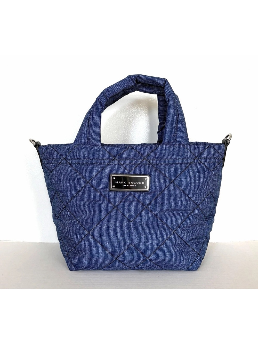 New Marc Jacobs Small Tote Quilted Nylon Denim Blue